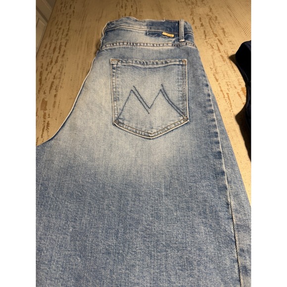 MOTHER Denim - Mother Superior The Half-Pipe Ankle Fray Jeans I Confess Blue Wide Leg Size 31